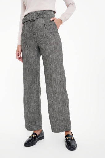 Eleganckie szare spodnie z paskiem