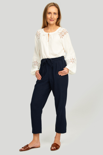 Lniane spodnie z paskiem