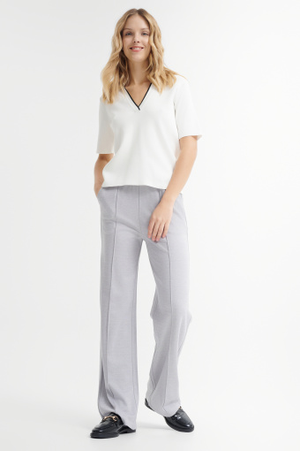 Szare spodnie wiskozowe z szeroką nogawką  Szare spodnie wiskozowe z szeroką nogawką