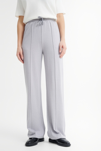 Szare spodnie wiskozowe z szeroką nogawką  Szare spodnie wiskozowe z szeroką nogawką