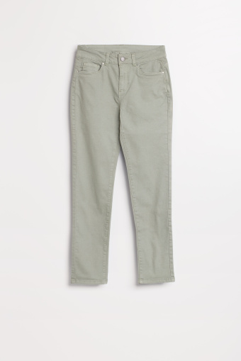 Jasnooliwkowe spodnie skinny