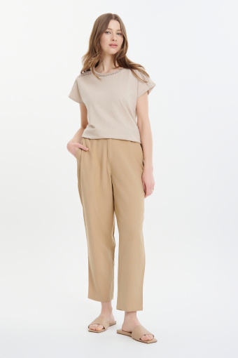 Spodnie przed kostkę jasny brąz