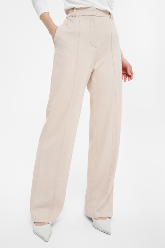 Beżowe stylowe spodnie wide leg Beżowe stylowe spodnie wide leg