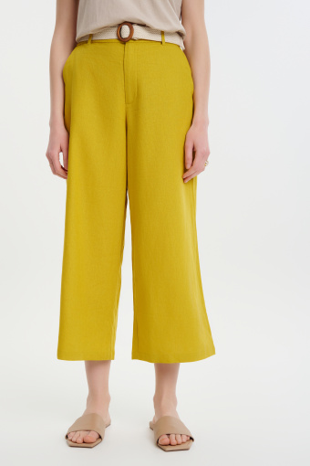 Żółte spodnie typu kuloty