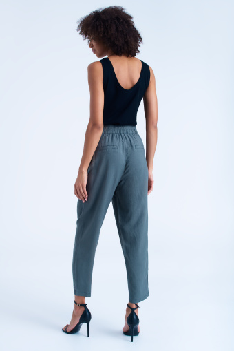 Luźne, lniane spodnie, ciemna zieleń Luźne, lniane spodnie, ciemna zieleń