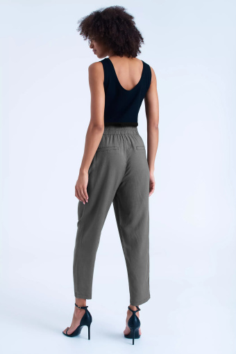 Luźne, lniane spodnie, ciemna zieleń Luźne, lniane spodnie, ciemna zieleń