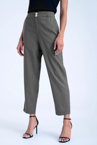 Luźne, lniane spodnie, ciemna zieleń Luźne, lniane spodnie, ciemna zieleń