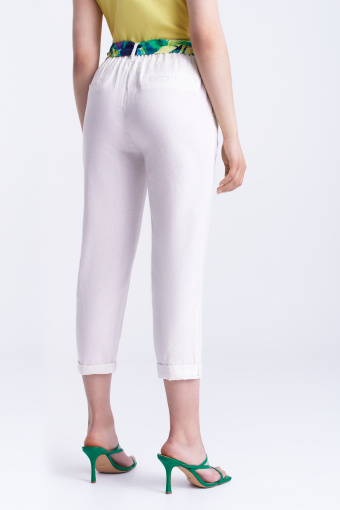 Lniane, białe spodnie 7/8