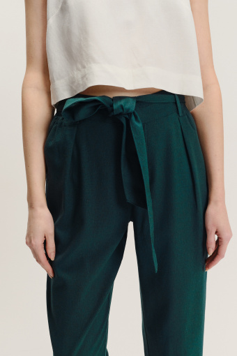 Spodnie 7/8 z domieszką lnu