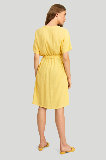 Sukienka z krótkim rękawem, dekoltem V i wiązaniem w pasie