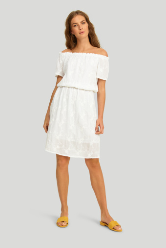 Wiskozowa sukienka z dekoltem typu carmen