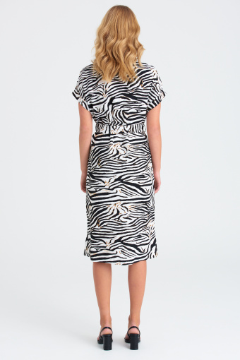 Wiskozowa sukienka midi, nadruk zebra