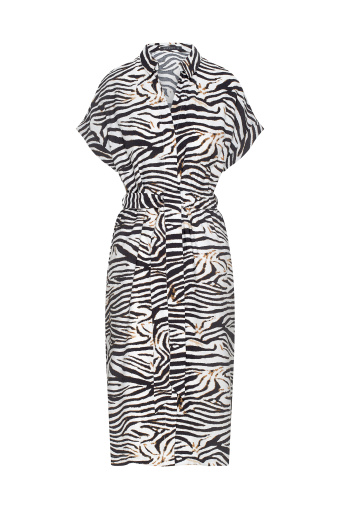Wiskozowa sukienka midi, nadruk zebra