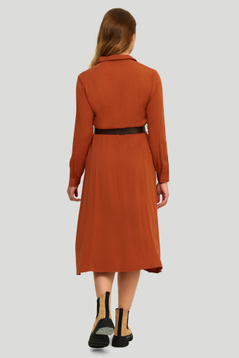 Wiskozowa szmizjerka w kolorze ochry, pasek w zestawie