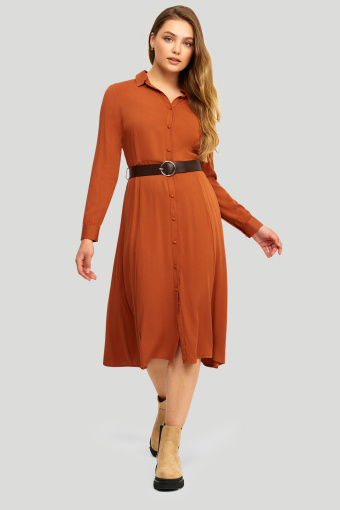 Wiskozowa szmizjerka w kolorze ochry, pasek w zestawie