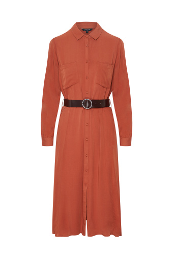 Wiskozowa szmizjerka w kolorze ochry, pasek w zestawie