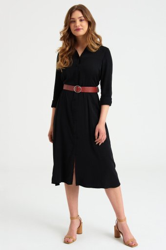 Czarna szmizjerka z wiskozy, midi