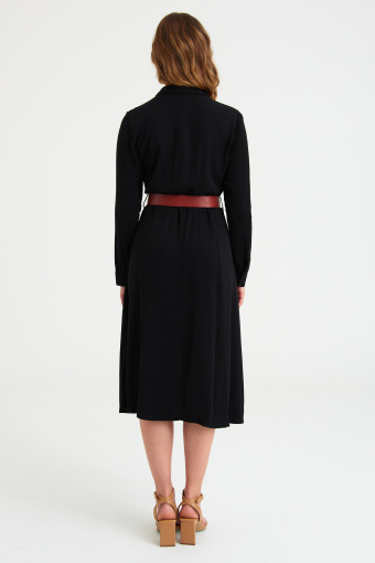 Czarna szmizjerka z wiskozy, midi