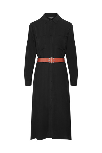 Czarna szmizjerka z wiskozy, midi