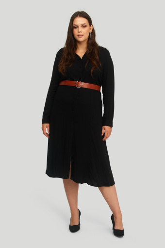 Czarna szmizjerka z wiskozy, midi