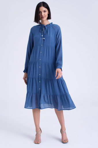 Sukienka z długimi rękawami, ciemnoniebieska