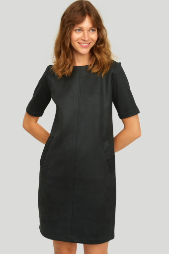 Klasyczna, ciemnozielona sukienka z miękkiej dzianiny