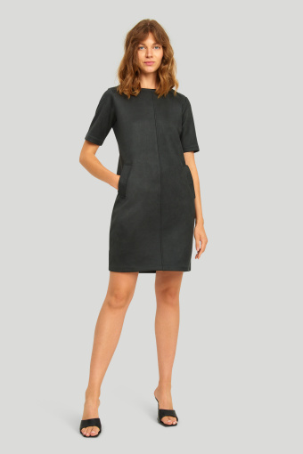 Klasyczna, ciemnozielona sukienka z miękkiej dzianiny