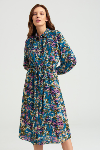 Szmizjerka midi z kolorowym nadrukiem