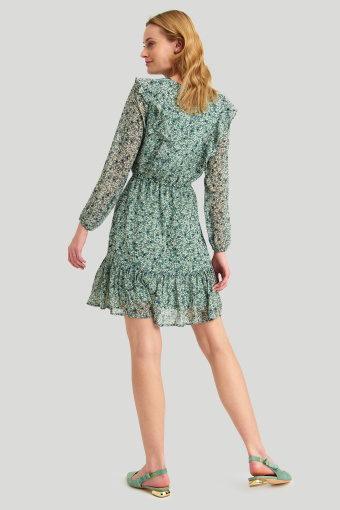 Szyfonowa sukienka z nadrukiem w drobne kwiaty