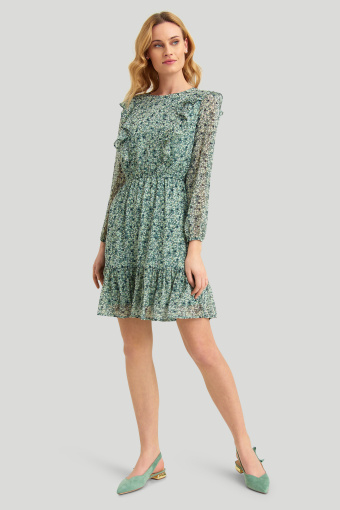 Szyfonowa sukienka z nadrukiem w drobne kwiaty