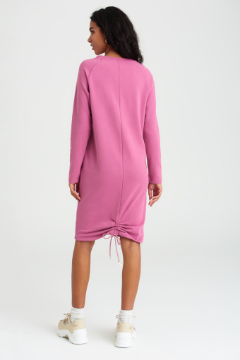 Bawełniana, różowa sukienka z raglanowym rękawem