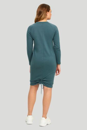 Bawełniana, turkusowa sukienka z raglanowym rękawem