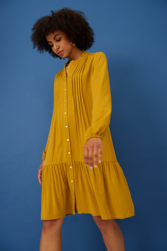 Musztardowa szmizjerka z wiskozy, obniżony stan