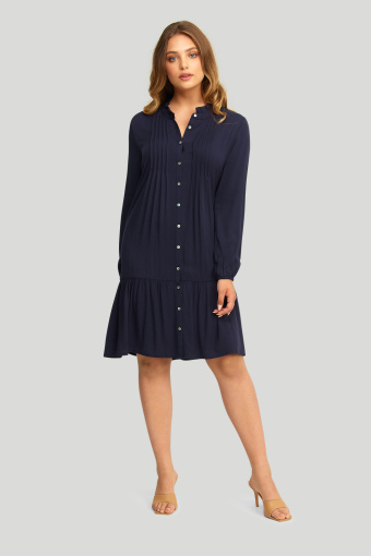 Granatowa sukienka z obniżonym stanem