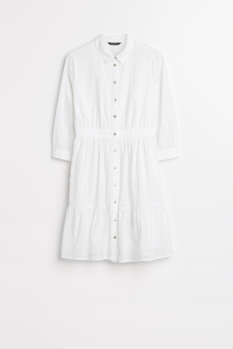 Biała ażurowa sukienka mini