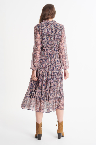 Sukienka z dekoltem typu V, nadruk paisley