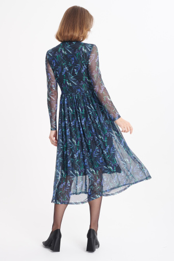 Sukienka z tkaniny typu mesh, kwiatowy nadruk