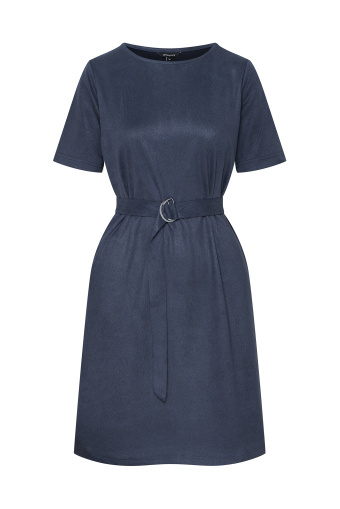 Granatowa sukienka z podkreśloną talią