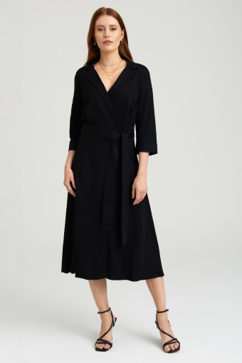 Elegancka, czarna szmizjerka midi