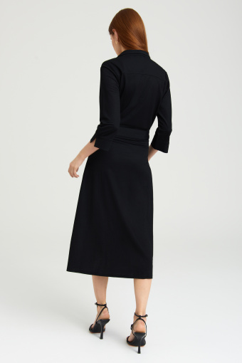 Elegancka, czarna szmizjerka midi