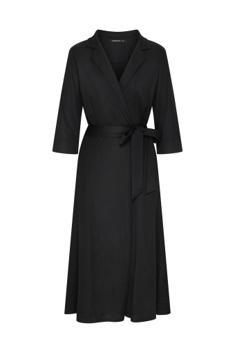 Elegancka, czarna szmizjerka midi