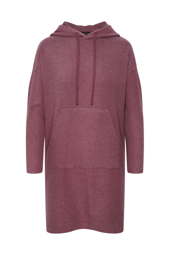 Dzianinowa sukienka z kapturem, różowa