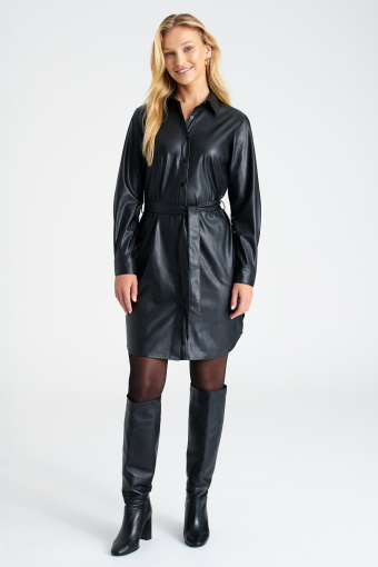 Czarna szmizjerka z ekoskóry