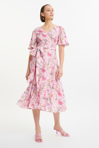 Stylowa sukienka z wiskozy różowa Stylowa sukienka z wiskozy różowa