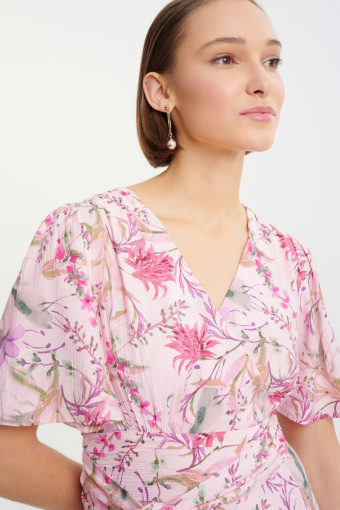 Stylowa sukienka z wiskozy różowa Stylowa sukienka z wiskozy różowa