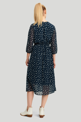 Szyfonowa, czarna sukienka z nadrukiem kropki