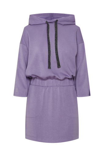 Fioletowa sukienka mini z kapturem