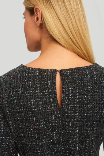 Klasyczna, grafitowa sukienka z paskiem w talii Klasyczna, grafitowa sukienka z paskiem w talii