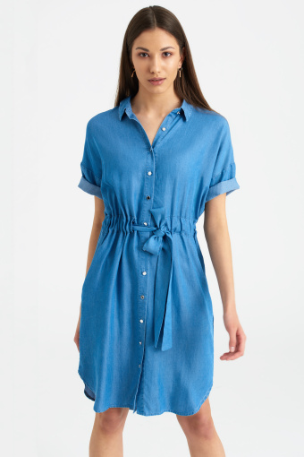 Casual'owa sukienka z lyocell'u, niebieska