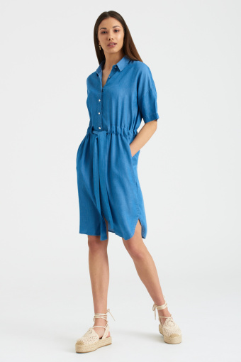 Casual'owa sukienka z lyocell'u, niebieska